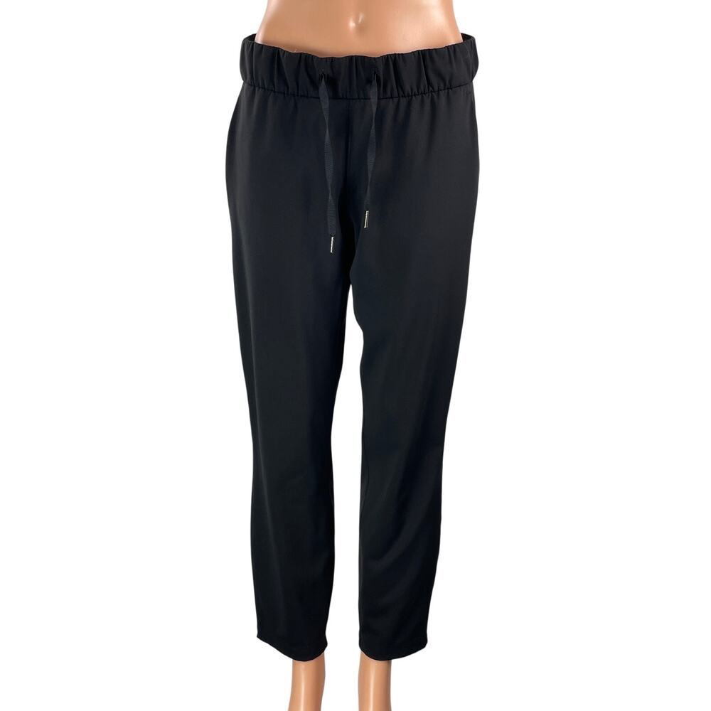 Lululemon Women's Black Elastic Waist Drawstring Tapered Casual Trouser Pants 6